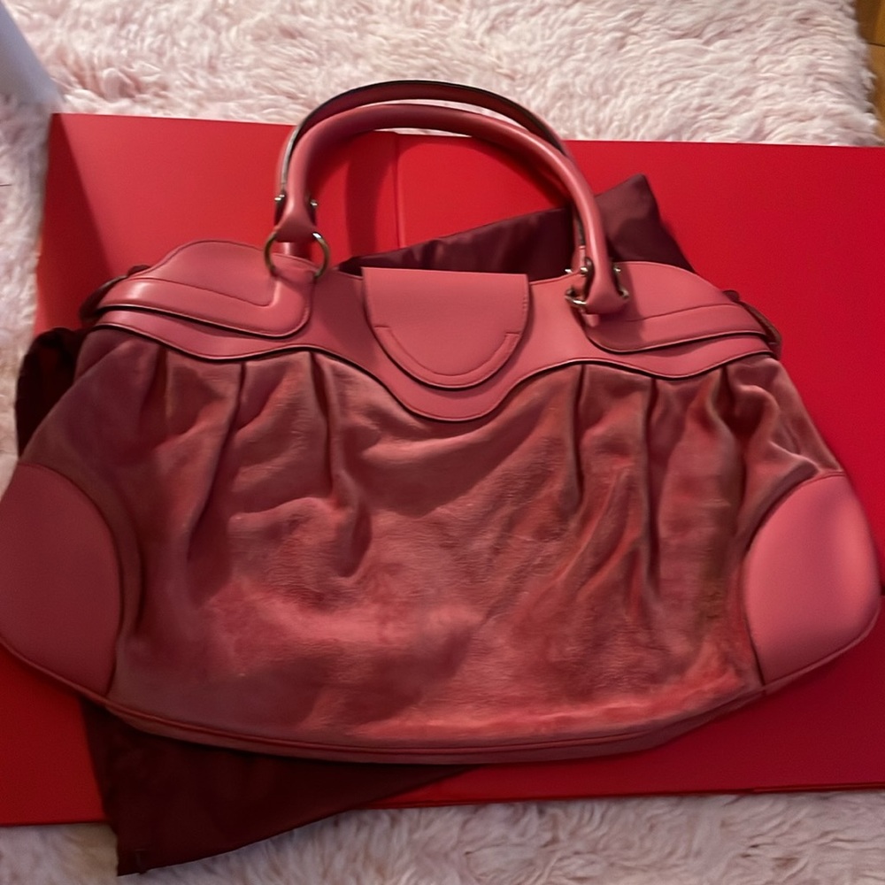 🩷 Salvatore Ferragamo Marisa Gancini Suede large purse pink - Picture 9 of 15